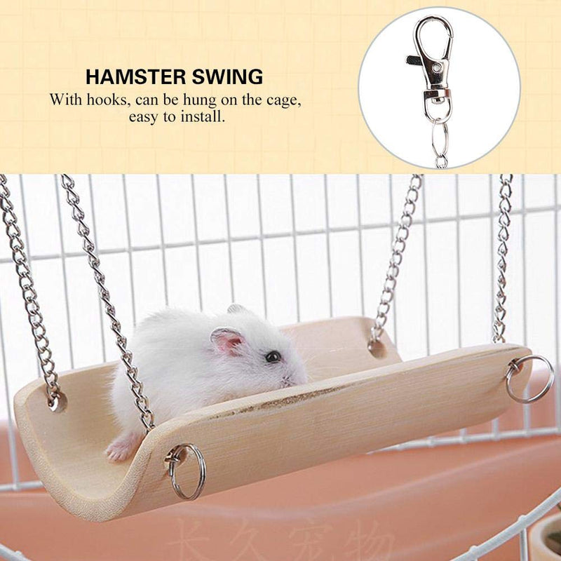 Junluck Hamster Swing, Anti-slip Cage Toys Nontoxic Curved Shape Cage Toy, Wood Swing for Small Animals - PawsPlanet Australia