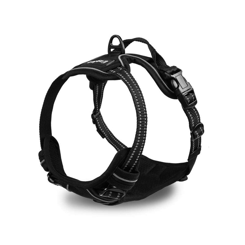 Eagloo Dog Harness No Pull, Walking Pet Harness with 2 Metal Rings and Handle Adjustable Reflective Breathable Oxford Soft Vest Easy Control Front Clip for Small Medium Large Dogs Black - PawsPlanet Australia