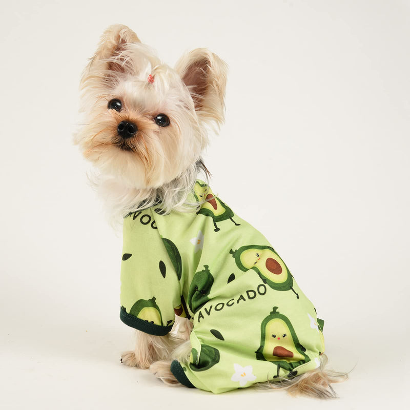 Dog Pajamas Kiwi Puppy Apparel Doggie Onesies Pet Clothes Cat Pjs for Small Dog Boy Girl Avocado - PawsPlanet Australia