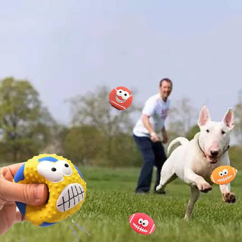 MINIDIO Small Squeaky Dog Balls Interactive Dog Toy for Small Medium Dogs,Puppys Favorite Dog Toys Squeaky and Football Squeak Toy,Emoji Happy Face Dog Toy - PawsPlanet Australia