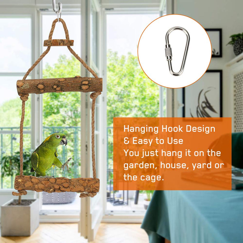 Yideng Bird Stand Toy, Natural Wooden Bird Swing Toys with Hanging Hook Durable Bird Parrot Swing Relaxing Place for Bird Wooden Bird Swings, Bird Hammock Swing Toy for Small Chicken Parrot Training - PawsPlanet Australia