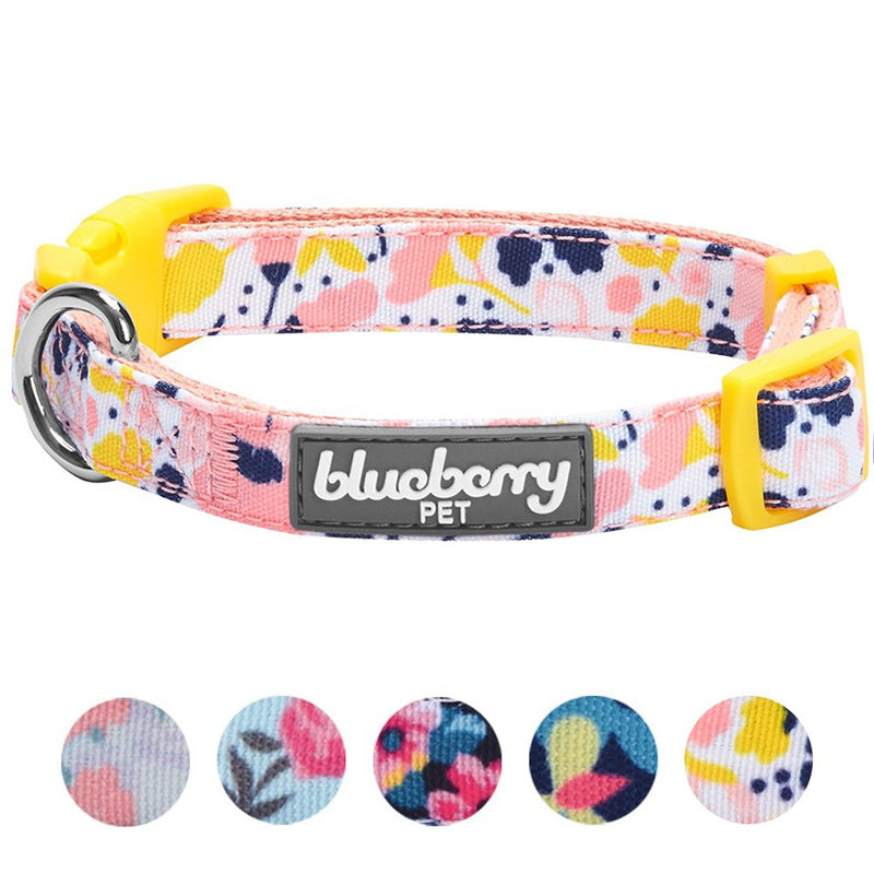 Blueberry Pet 5 Patterns Made Well Floral Dog Collars Collar - (18"-26") Neck * 1" Wide Creamy White - PawsPlanet Australia