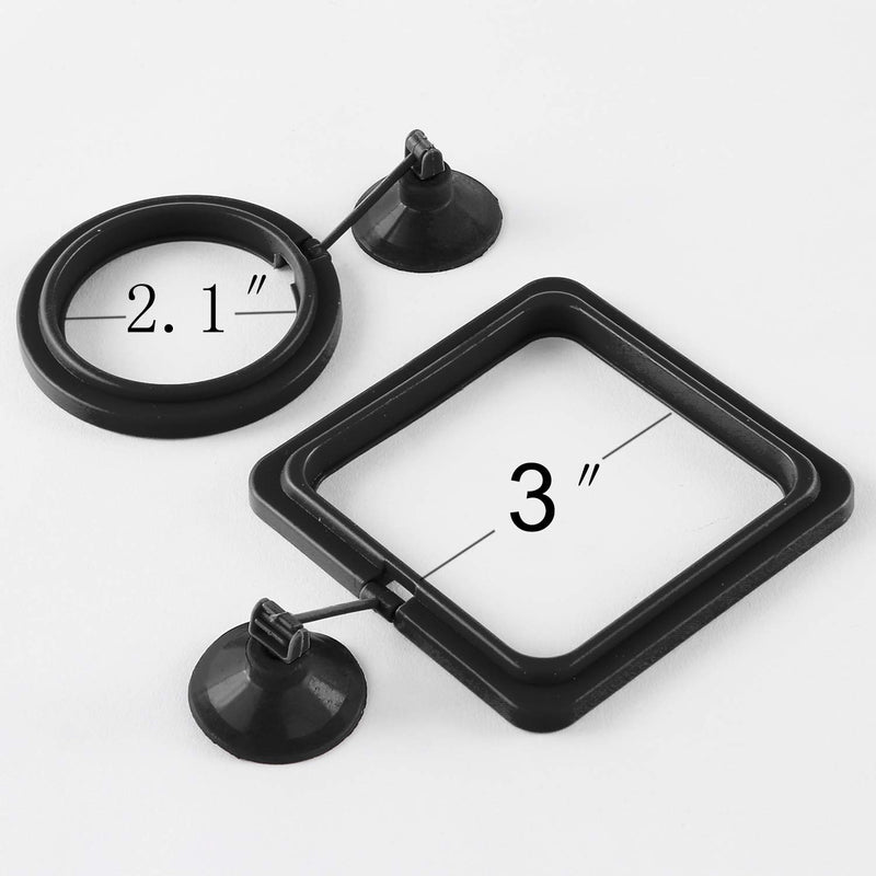 SLSON Fish Feeding Ring Aquarium Fish Floating Food Feeder Circle Square and Round with Suction Cup,Set of 2 Black - PawsPlanet Australia