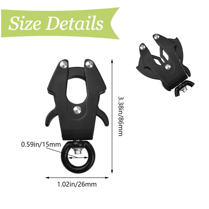 UFURMATE Frog Clip, Space Aluminum Lock, Heavy Duty Quick Release Buckle, Rust Resistant Dog Chain Buckle, Dog Leash Clasp Frog Clip, Replacement - 299kg Capacity, Black 15mm - PawsPlanet Australia