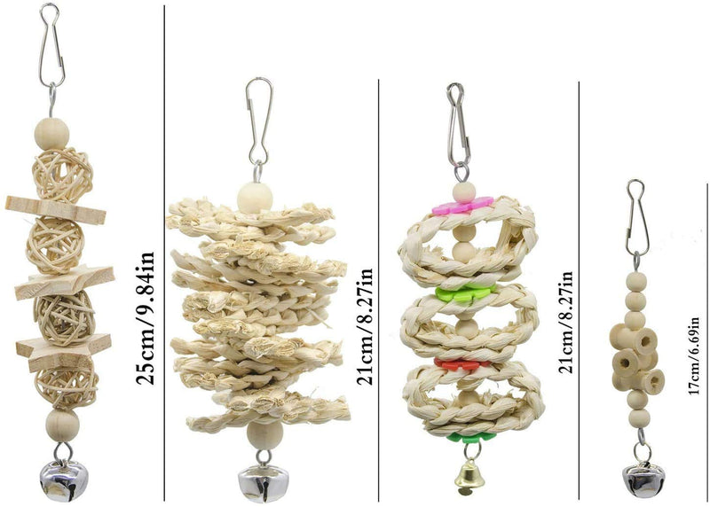 ZYYRSS 7 Packs Bird Parrot Swing Chewing Toys- Natural Wood Hanging Bell Bird Cage Toys Suitable for Bird Parrot Macaw African Grey Budgie Cage Toy Cage Accessories Amazon Cage - PawsPlanet Australia