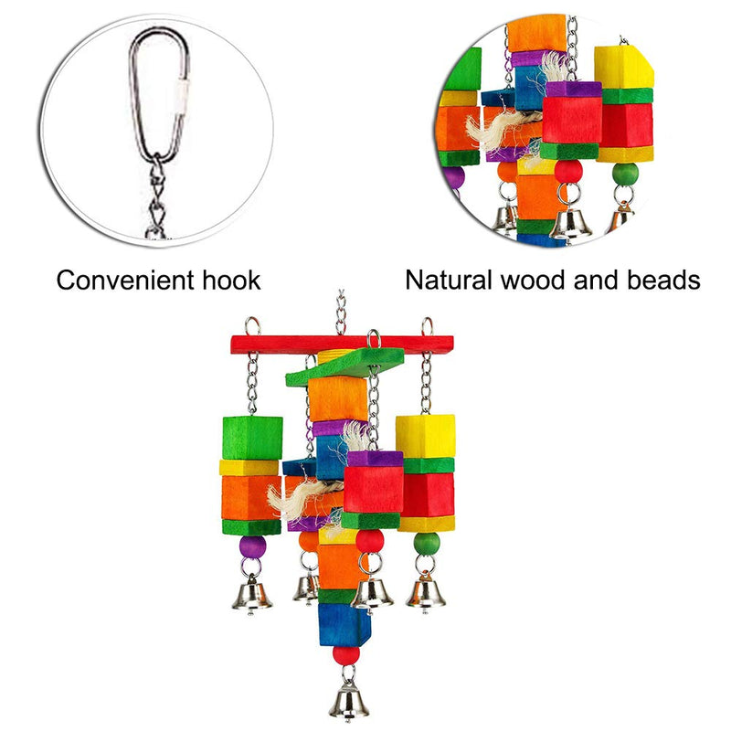 [Australia] - Coppthinktu Parrot Toys for Small Medium Birds Natural Wood Bird Parrot Swing Chewing Toys Bird Toys with Bells for Parakeets Cockatiels Conures Love Birds Finches Budgie bird toy with bells 