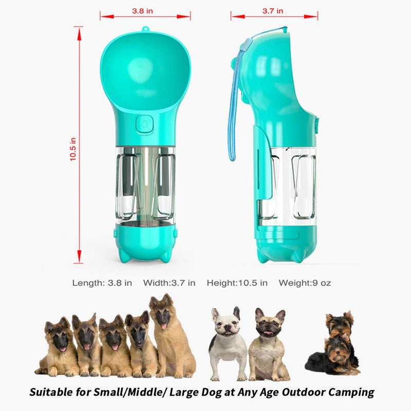 300ml Dog Water Bottle Upgrade Pet Multi-function  Portable Water Feeder Container Dispenser with Poop Shovel and Carbage Collection Bag,for Dog Cat Pet Outdoor Walking Travelling Drinking (Blue) Blue - PawsPlanet Australia