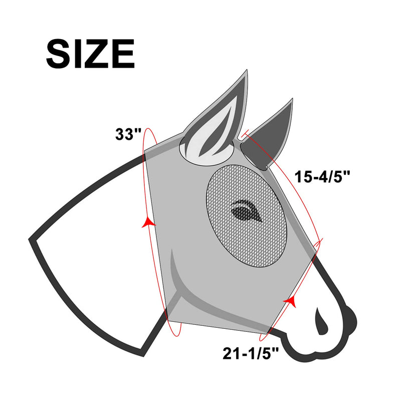 Fine Mesh Horse Head Cover, Horse Cover with Ears, Horse Fly Mask with Ears and Long Nose Protection（L,Sky Blue） Sky Blue - PawsPlanet Australia