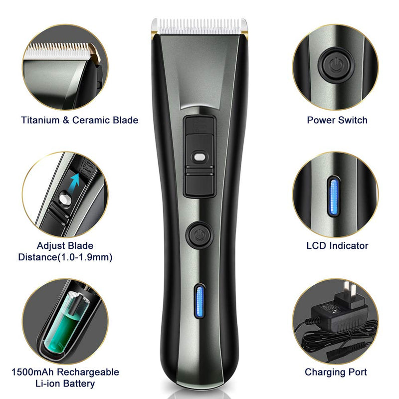 [Australia] - AIBORS Professional Cordless Hair Clippers for Men/Women/Kids/Baby/Barber Grooming Haircut Kit, Quiet Rechargeable Home Hair Trimmer 