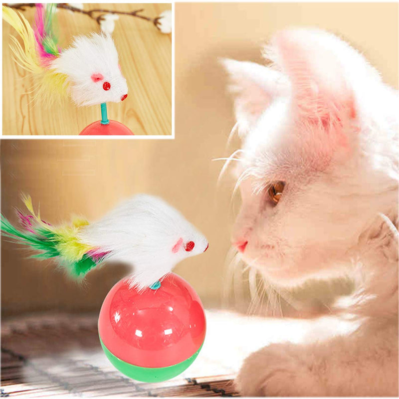 2PCS Interactive Cat Toys Cat Balance Swing Ball, Mice Tumbler Chasing Toy Ball for Cat white/black - PawsPlanet Australia