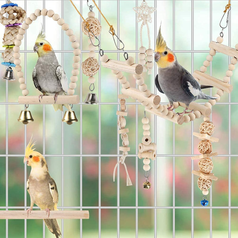 Bird Toys Parakeet Toys Bird Cage Accessories Parrot Swing Chewing Standing Hanging Perch Hammock Climbing Ladder for Budgerigar,Parakeet,Conure,Cockatiel,Mynah,Love Birds,Finches - PawsPlanet Australia