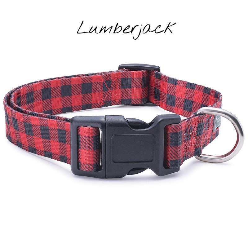 [Australia] - Red Black Lumberjack Plaid Dog Collar Small 