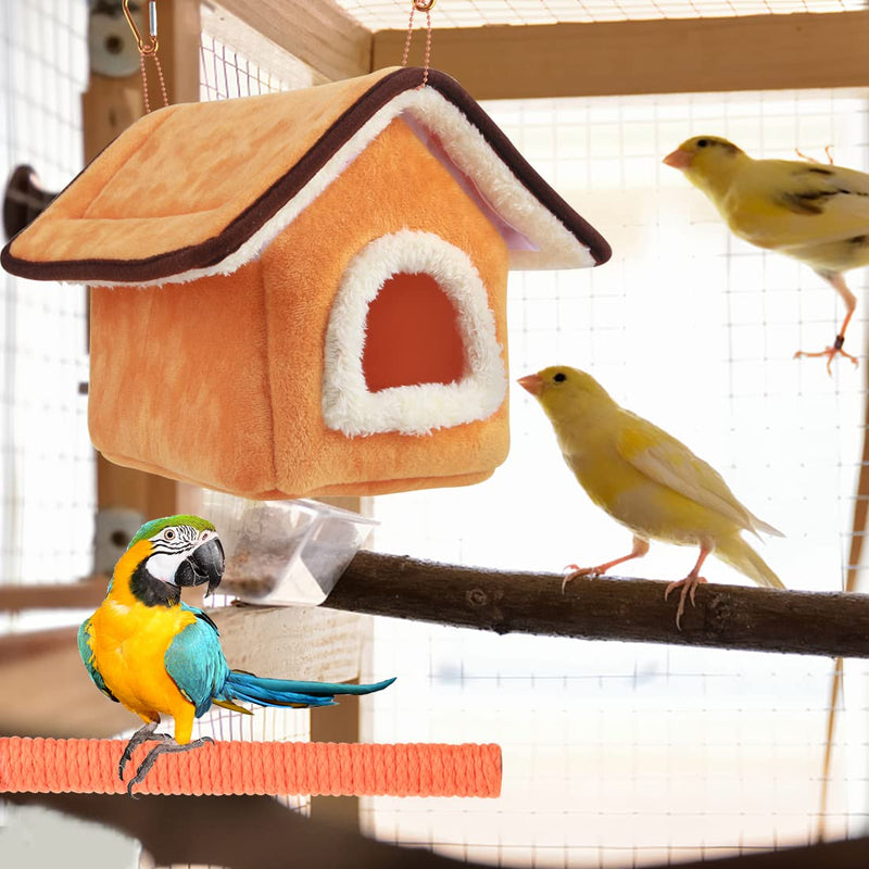 BundleMall Bird Hanging House Hammock Cozy Nest Parrot Hiding House Perches Standing Pole Bird Cage Accessories for Cockatiel Parakeet (Set-A) Set-A - PawsPlanet Australia