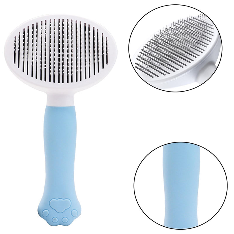 Pack of 2 Cat Brushes, Short Hair/Long Hair Cat Brush, Self-Cleaning with Handle for Removing Undercoat, Dogs, Cats, Rabbits, Undercoat Brush (Pink Blue) - PawsPlanet Australia