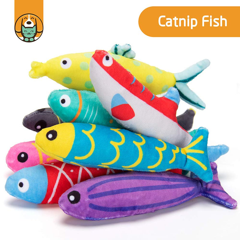 [Australia] - AWOOF Catnip Toys for Indoor Cats, Natural Catnip Cat Toys Kitten Toys - 8 PCS Fish Cat Toys Set for Boredom 