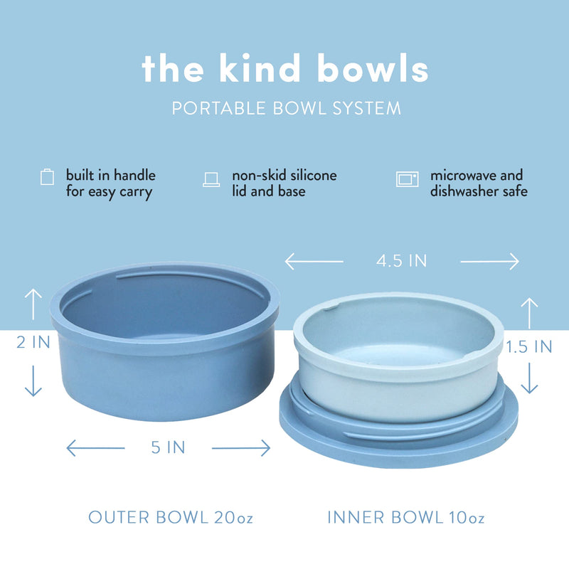 KindTail - Kind Bowls, Travel Dog Bowls, Portable Pet Bowls, Microwave and Dishwasher-Safe Dog Bowl with Lid and Handle, Inner Bowl with 10oz Capacity and Outer Bowl with 20oz Capacity, Light Blue - PawsPlanet Australia