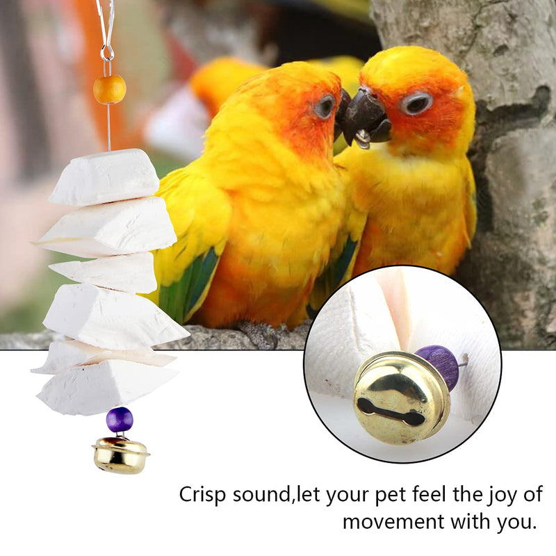 Parrot Cuttlefish Bone Fragile Molar Bell Swing Climb Chew Toys Grinding Birds Beak and Calcium Supplement For Bone Parakeet Cockatiel Lovebird (Set-A) - PawsPlanet Australia