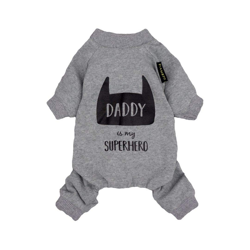 [Australia] - Fitwarm Dog Clothes 2-Pack Daddy Mommy is My Superhero Pet Clothes for Dog Pajamas Onesies Cat Jumpsuits PJS Cotton Grey XXL 