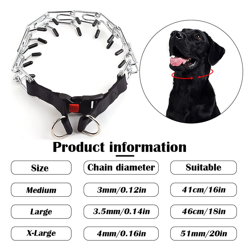 Wellbro Dog Prong Training Collar, Stainless Steel Choke Pinch Dog Collar with Comfort Tips (M（3.0mm,16in）) M（3.0mm,16in） - PawsPlanet Australia