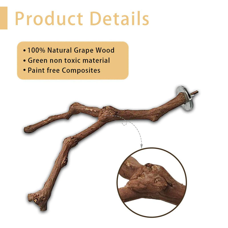 PINVNBY Bird Perch Stand,Parrot Perches,Natural Birdcages Standing Climbing Paw Grinding Wood Branch Stick Cage Accessories Toys for Parakeet Lovebirds Budgies Cockatiels Finches Types-A - PawsPlanet Australia