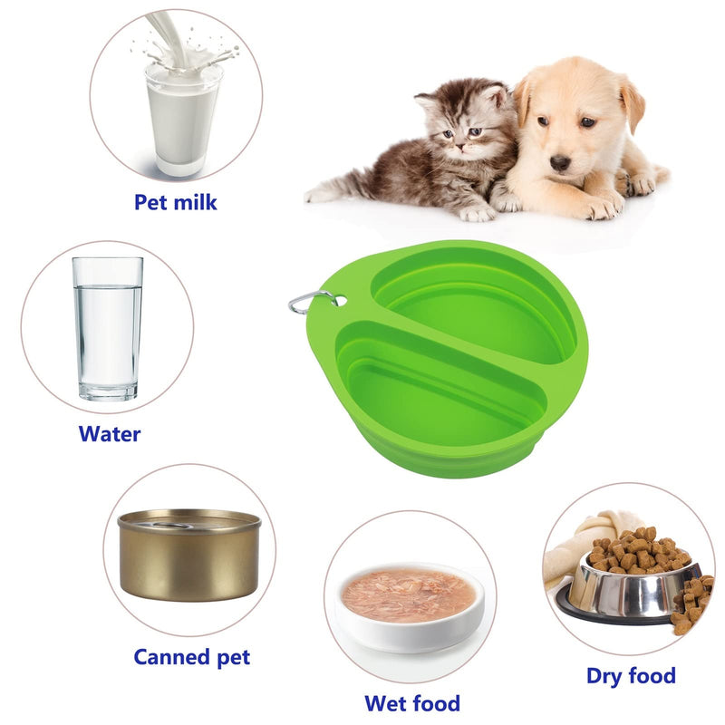 SLSON Collapsible Dog Bowl Portable Dog Bowl 800ml 2 in 1 Dog Food Water Bowl with Carabiner Foldable Pet Travel Bowl for Outdoor Activity, Green - PawsPlanet Australia