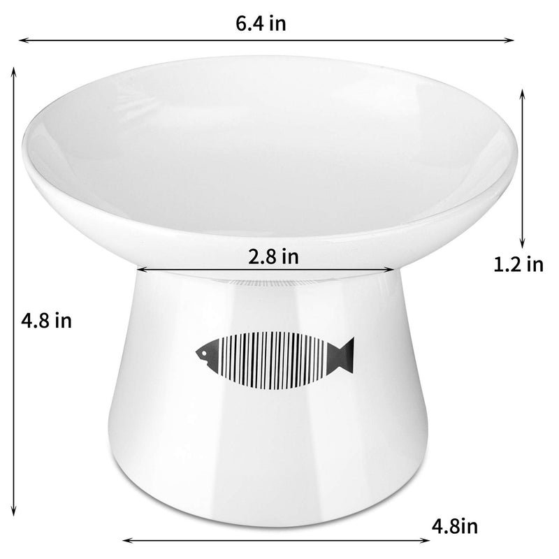 [Australia] - Yangbaga Cat Raised Food/Water Bowl for Elder Big Cats, Non-Skid 4.8x6.4in Premium Ceramic Cat Bowls with Stand, Sturdy and Anti-Fall 