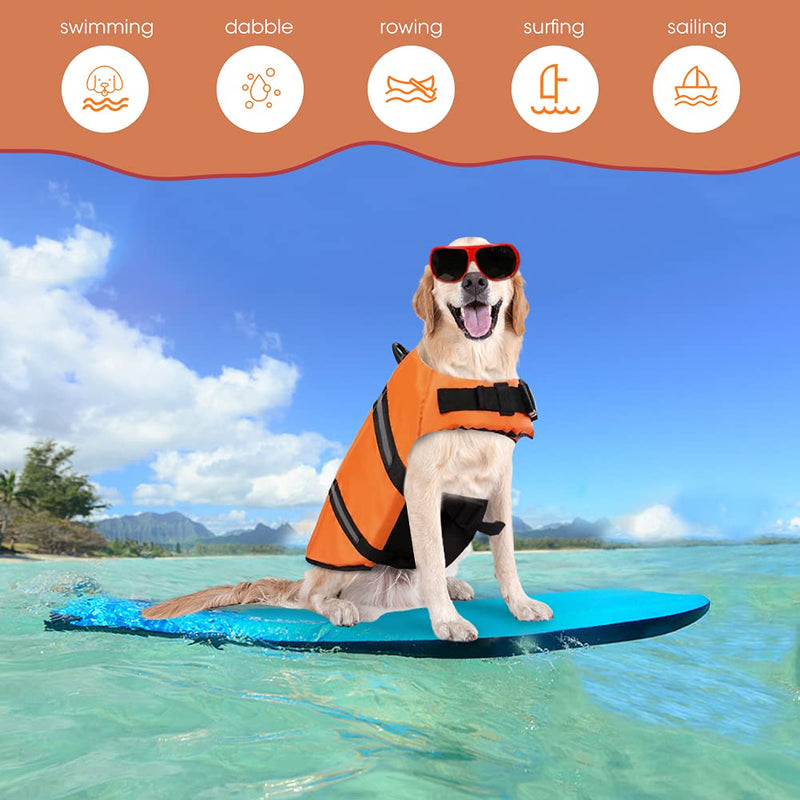 Dogcheer Dog Life Jacket, Dog Life Swim Vest Small Medium Large, Reflective Puppy Life Jacket Dog Floatation Vest PFD with Enhanced Buoyancy and Rescue Handle for Swimming Boating XX-Small Orange(Chest Girth 28-35cm/11-13.78") - PawsPlanet Australia