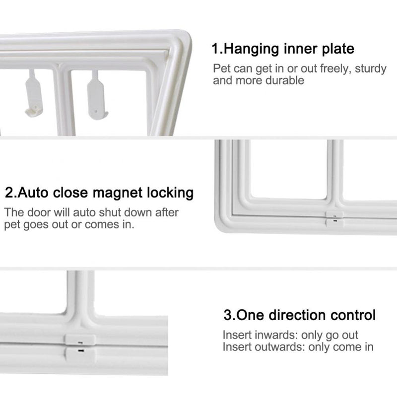 Pet Door, 3rd Upgraded Version Plastic Dog Puppy Cat Door Magnetic Locking Safe Flap for Screen Door Gate and Window(Large White) Large White - PawsPlanet Australia