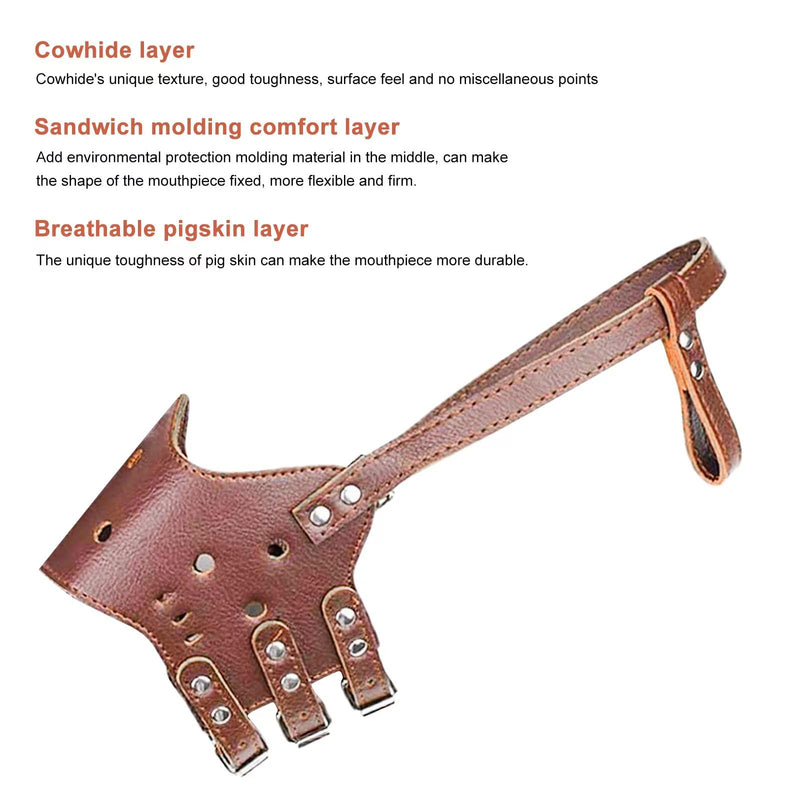 Dog Muzzle, Adjustable Loop Dog Muzzle, PU Materials, Breathable, Safer, For Medium and Large Dogs, Prevents Biting, Chewing and Barking (Coffee Color) - PawsPlanet Australia