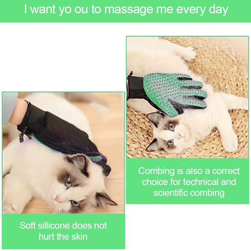 Washing glove for cats, cat gloves, cat glove grooming, cat glove brush, grooming glove made of silicone glove, cat brush, dog brush, grooming glove for pets, 1 green 1 green - PawsPlanet Australia