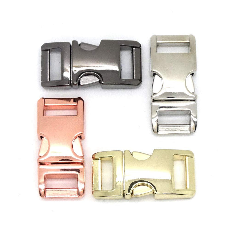 [Australia] - 4pcs 3/8"(10mm) Metal Contoured Side Release Buckle for Paracord Bracelet/Dog Collar (Mix 4 Colors) MIX 4 Color 
