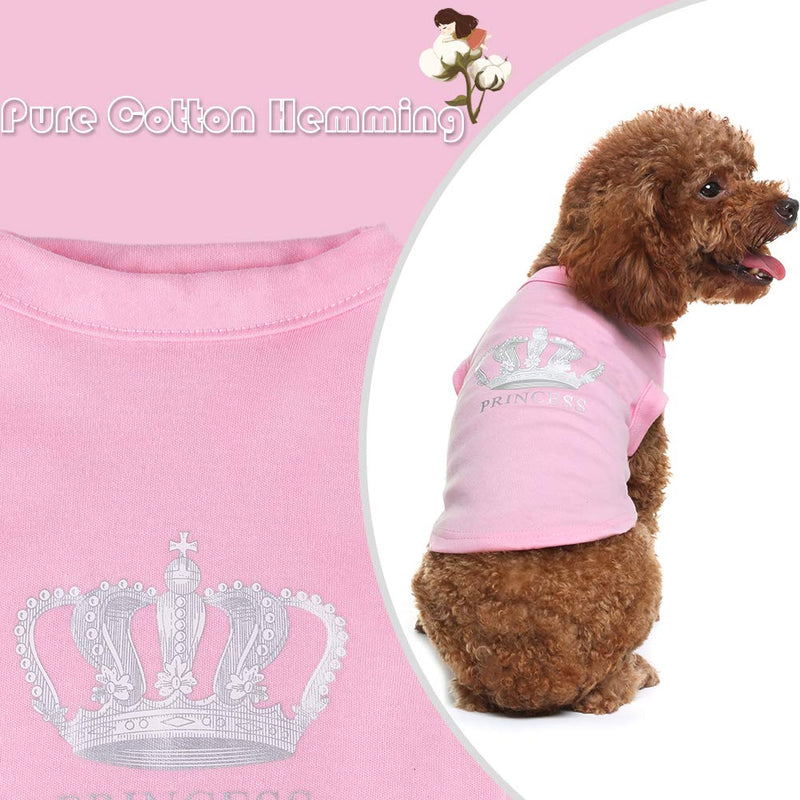 EXPAWLORER Prince Fashion Pet T-Shirt Small Dog Cat Vest Clothes Puppy Costumes for Chihuahua Yorkshire Terrier X-Small Light Pink - PawsPlanet Australia