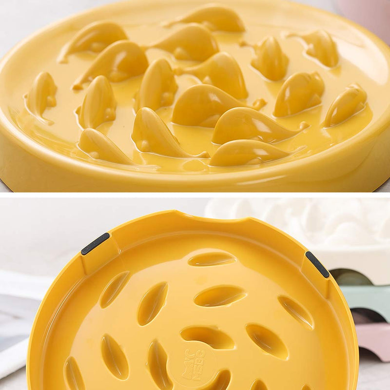 Slow Feeder Cat Bowl,Melamine Fun Interactive Feeder Bloat Stop Puzzle Cat Bowl Preventing Feeder Anti Gulping Healthy Eating Diet Pet Dog Slow Feeding Bowls Against Bloat, Indigestion and Obesity Yellow - PawsPlanet Australia