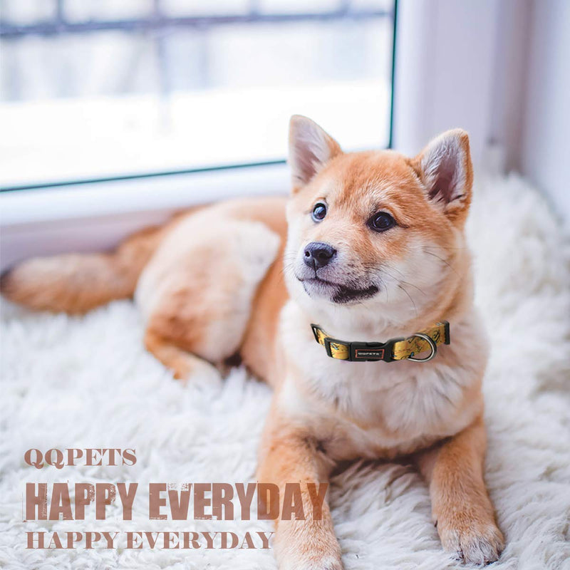 [Australia] - QQPETS Dog Collar Personalized Soft Comfortable Adjustable Collars for Small Medium Large Dogs Outdoor Training Walking Running S Yellow Bee 