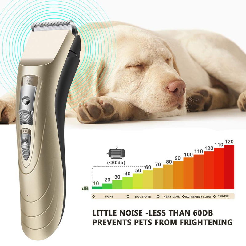 [Australia] - AIBORS Dog Grooming Clippers kit with 12V High Power Low Noise for Thick Coats Heavy Duty Plug-in Pet Trimmer Electric Professional Hair Clippers for Dogs Cats Pets, 2 Pack Blades Gold 