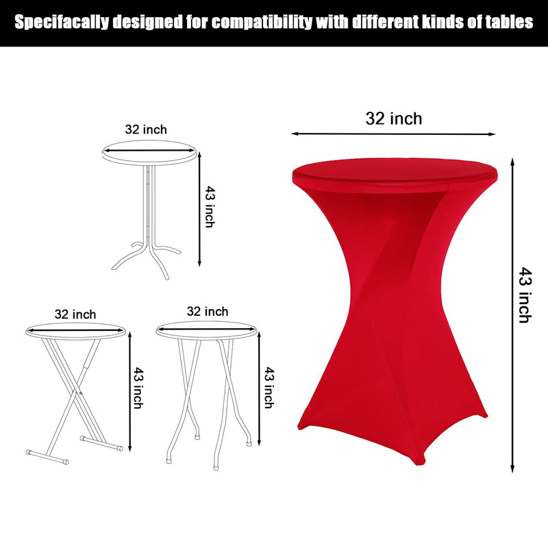 SUNTQ Cocktail Tablecloth 32x43 Inches 2 Pack, Colorful Spandex Stretch Table Cover for Highboy Cocktail Tables, Fitted Square Corners Tablecloths for Wedding, Banquet and Party, Christmas Red 2 PCs| 32"Rx43"H - PawsPlanet Australia