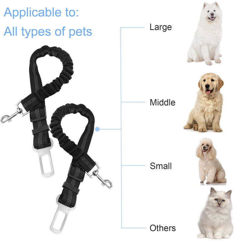 Nutabevr Pack of 2 dog belts for the car, length adjustable dog seat belt, with elastic shock absorption and strong carabiner seat belt, dog safety harness for all dogs and cats - PawsPlanet Australia