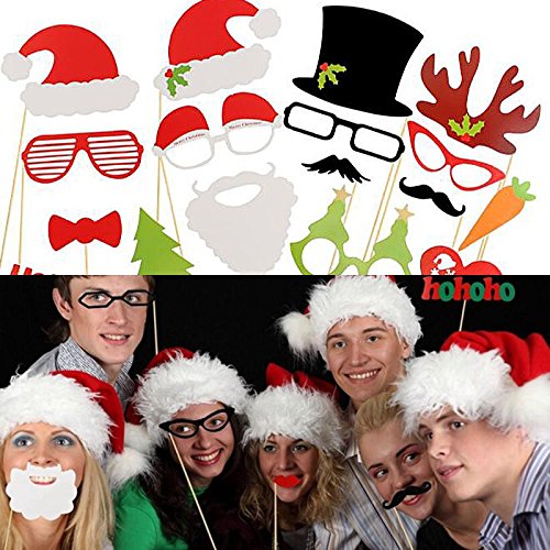 TINKSKY Christmas Party Photo Booth Props Creative Happy Christmas Pose Sign Kit for Party Decoration 32pcs/Set - PawsPlanet Australia