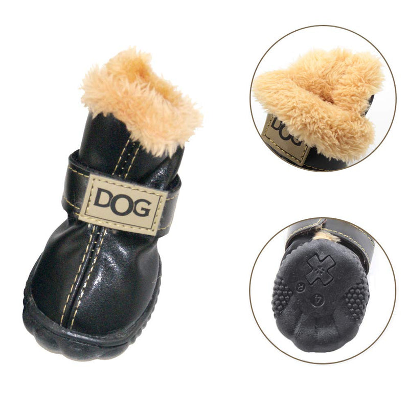 WINSOON Dog Australia Boots Pet Antiskid Shoes Winter Warm Skidproof Sneakers Paw Protectors 4-pcs Set Black Size 2 - PawsPlanet Australia