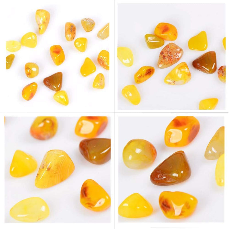 [Australia] - XIYUAN Agate Tumbled Chips Stone Crushed Crystal Quartz Irregular Shaped Stones for Home Decorative Vases Plants and Crafts Natural Agate Gravel Stones 1Pound About 460 Gram 0.28-0.35" Yellow 