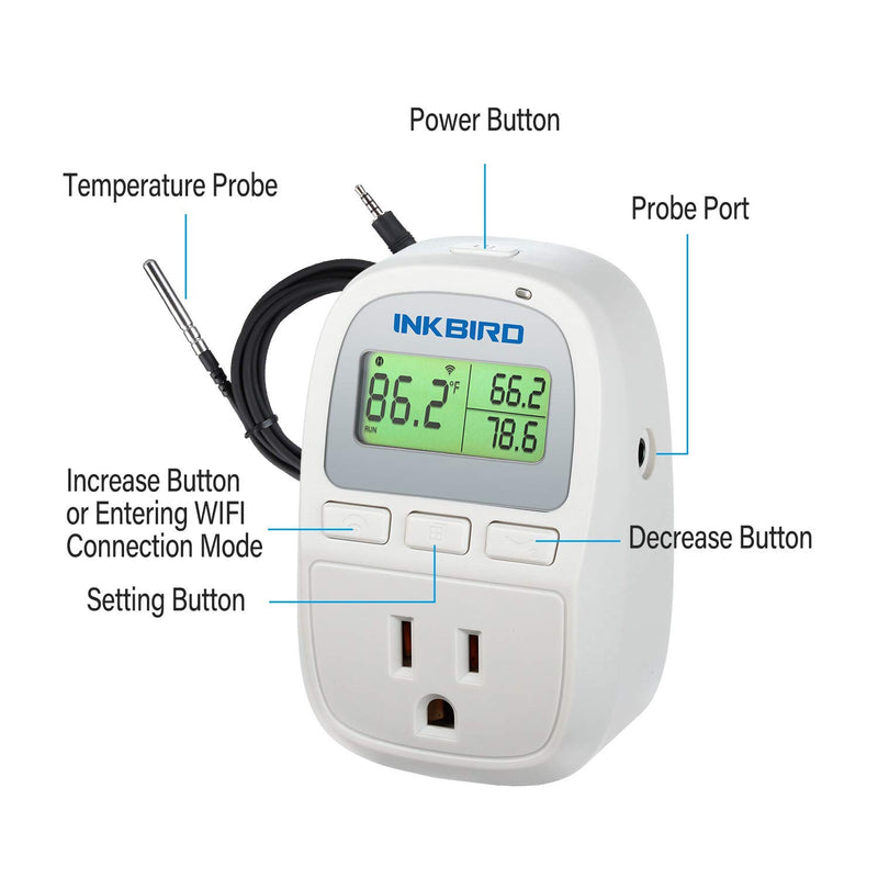 [Australia] - Inkbird C206T 1500W Heat Mat Temperature Controller, Day and Night Thermostat, 6.56FT NTC Sensor, F and C Degree, -58-212°F … WiFi C929 +Stainless Probe 