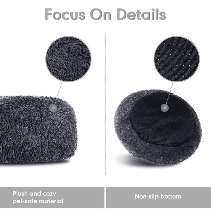 [Australia] - Dog Bed Cat Bed Donut, Comfortable Pet Bed Cuddler Ultra Soft Round Washable Dogs and Cats Cushion Bed with Sponge Non-Slip Bottom for Small Medium Pets 23.6'' Self Warming Indoor Snooze Sleeping Bed 
