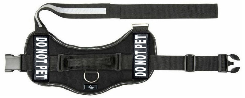 [Australia] - DO NOT PET Dog Vest Harness with Removable Patches and Reflective Trim. Comes with 2 DO NOT PET Reflective Removable Patches. Please Measure Dogs Girth Before Purchase Girth 30-42" Black 