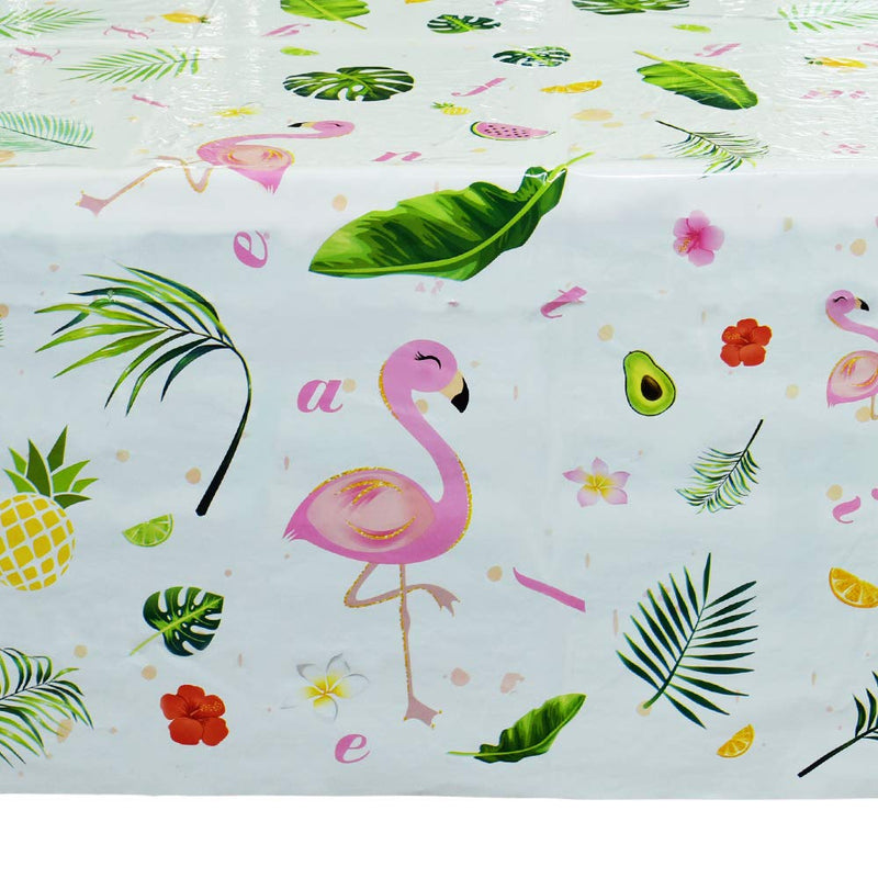 WERNNSAI Flamingo Tablecloth - 108''x 54'' Tropical Luau Party Disposable Plastic Table Cover Pineapple Party Supplies for Kid Girl Picnic Birthday Party Decoration - PawsPlanet Australia