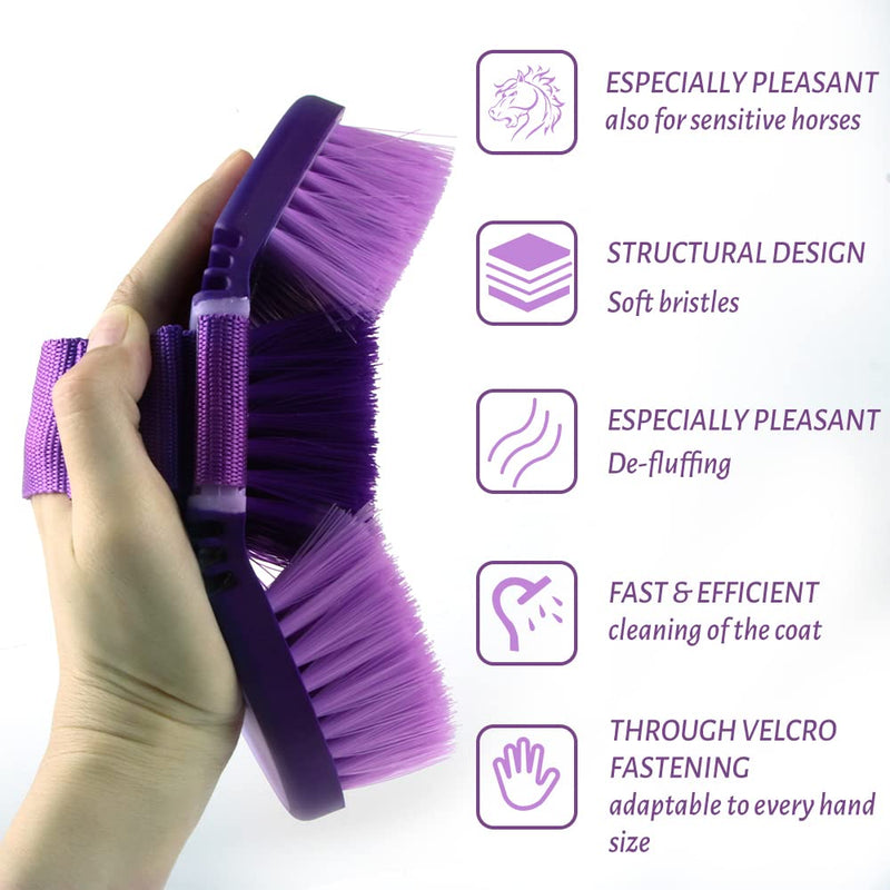 Hillylolly horse brush, horse root brush, long bristles, soft horse brush, horse magic brush, horse cleaning brush, horse root brush for children and horse lovers, purple - PawsPlanet Australia