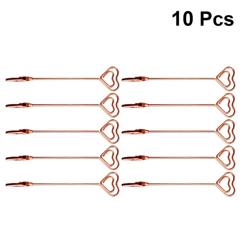 SUPVOX 10pcs Place Card Holders Double End Wire Card Holder Metal Wire Alligator Clamp Photo Clip for Christmas Decoration Rose Gold Heart - PawsPlanet Australia