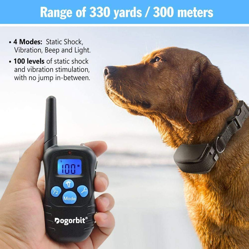 [Australia] - UPDATED Dogorbit Shock Collar for Dogs. 100% Waterproof Dog Shock Collar with Remote for 2 Dogs. Rechargeable 330 yd Dog Training Collar with Light, Beep, Vibration and Shock at an Affordable Price. 