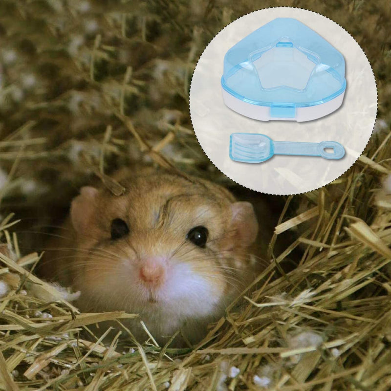 POPETPOP Hamster Sand Bathroom Plastic Sand Bath Container with Scoop Hamster Bathroom Sauna Toilet Bathtub for Mouse Hamster Chinchilla Rat Gerbil (Blue) Blue - PawsPlanet Australia