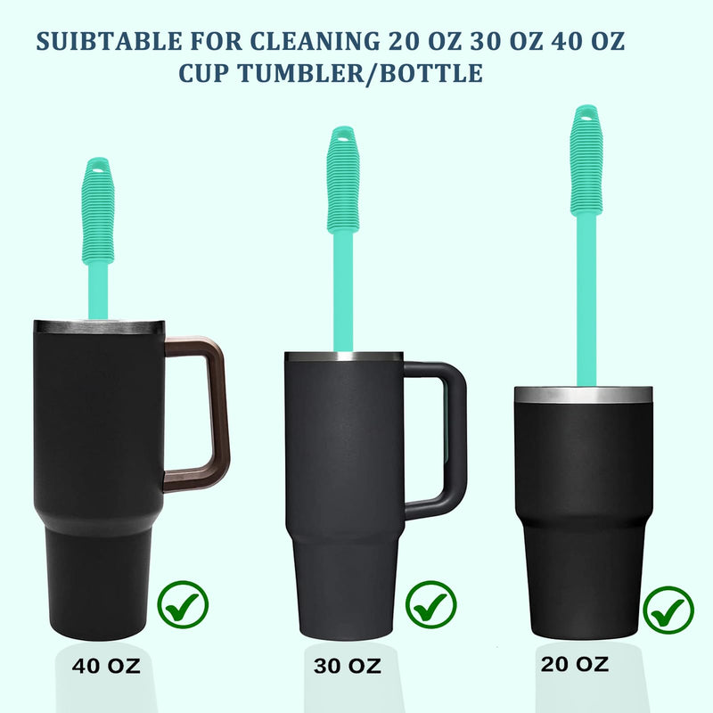 Silicone Bottle Cleaning Brush | 2 pieces | 15.7" + 12.5" Water Bottle Brush Cleaning Brush for Hydro Bottles, Glassware, Vacuum Sports Bottles and Vases, Water Bottle Cleaning Brush for Green - PawsPlanet Australia