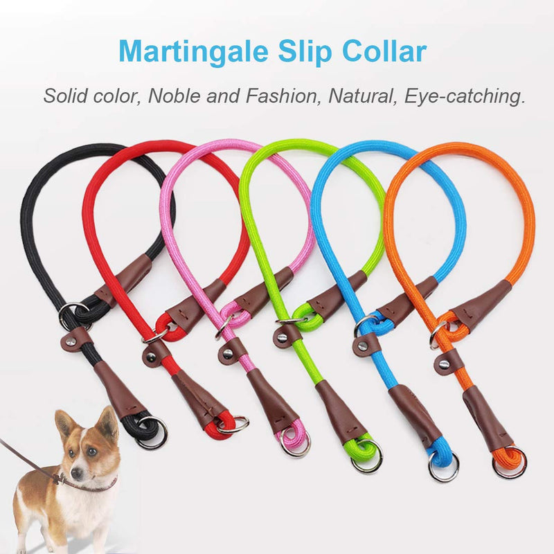 MayPaw Slip Collar Nylon Rope Choke Collar for Dog Training- No Pull Round Martingale Dog Collar for Small Medium Large Dogs 20" x 1/4" Black - PawsPlanet Australia